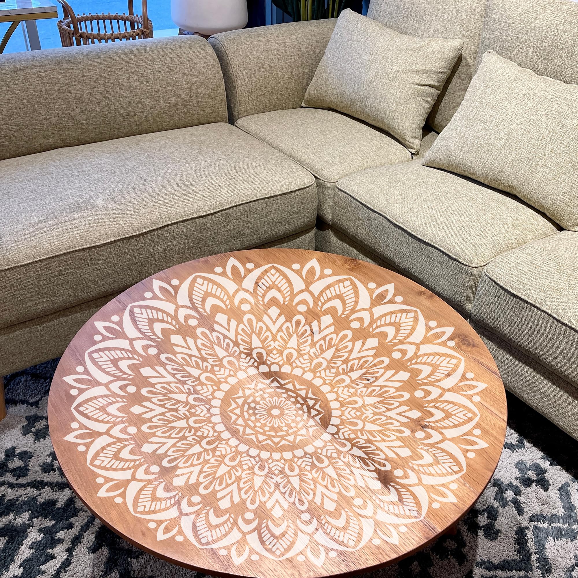 Sistink Große Mandala-Schablonen zum Bemalen – Folk Rangoli Mandala, große Schablonen zum Malen auf Wand, Möbeldekoration