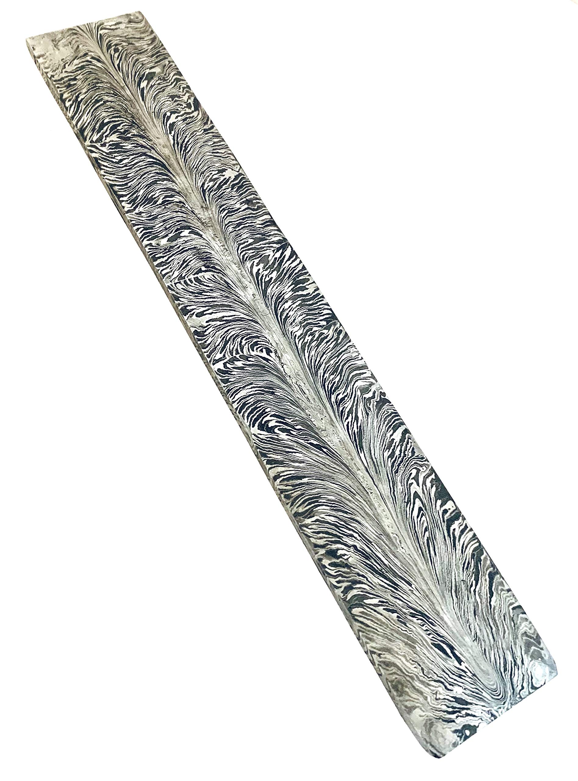 XIXIAN Damascus Steel Billet - Forged Patterned Steel Bar For DIY Knife Making, 160x30x3mm