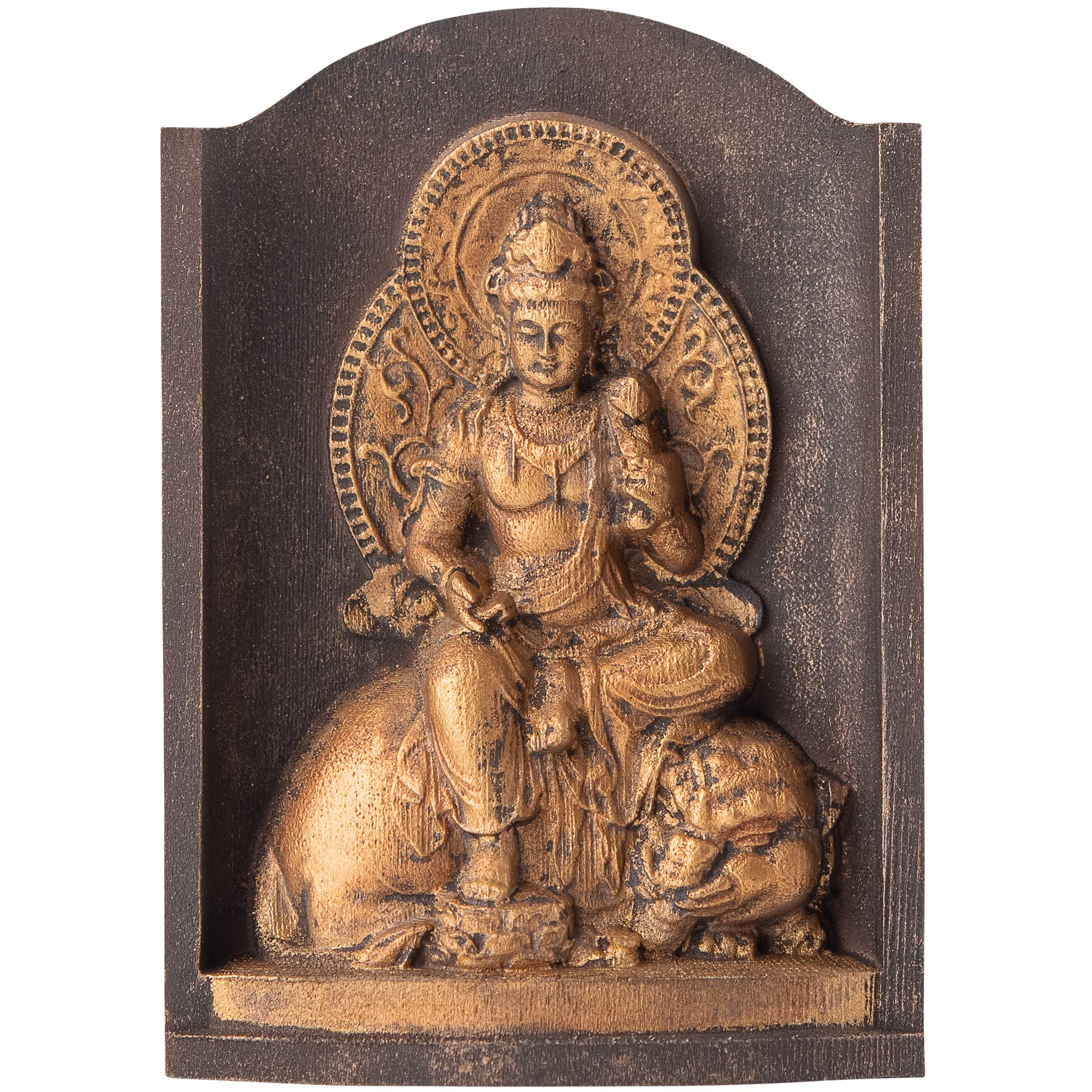 守り本尊 普賢菩薩 豆厨子 竜・巳年 生まれ 金色 開扉 置物 約9.7cm 金座Ginza / 守り本尊_Buddha 守り本尊 普賢菩薩 豆厨子 竜・巳年 生まれ