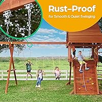 Vista 4 de Jungle Gym Kingdom 2 colgadores de oscilación para juegos de madera, espacio de juegos interior o exterior, trapecio para yoga, mosquetones