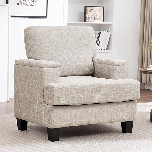 Silla decorativa con reposabrazos, modernas sillas tapizadas para sala de estar, sillón grande cómodo, sofá individual de tela para dormitorio