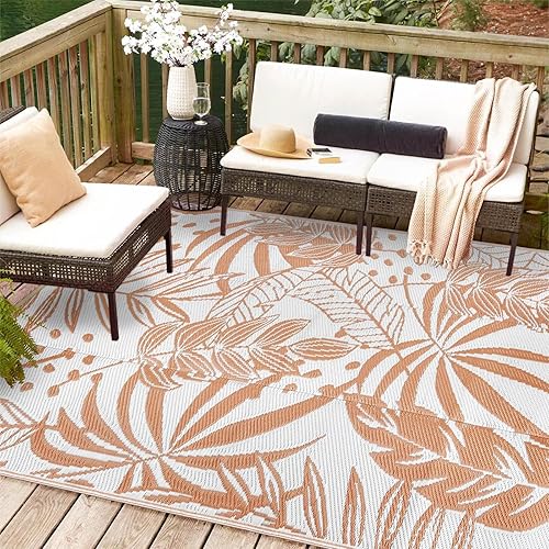 Wonnitar Alfombra impermeable para exteriores de 6 x 9 pies, reversible, alfombra de paja de plástico para espacio en el patio, alfombra grande