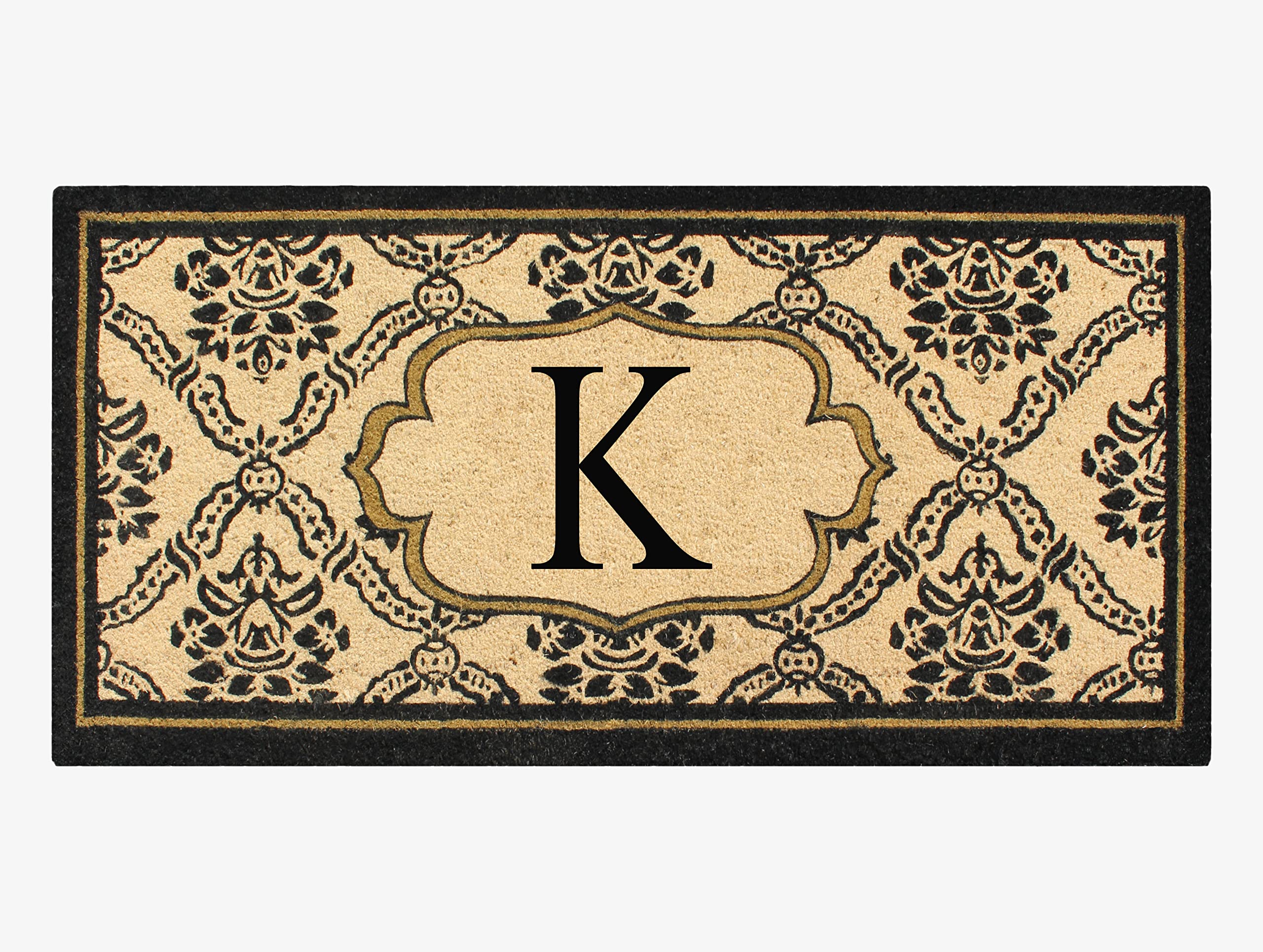A1 Home Collections PT5001-30X60-Monogrammed Treated Coir Entry Monogrammed Double Doormat, 60" L x 30" W, Uriel 30"X60"