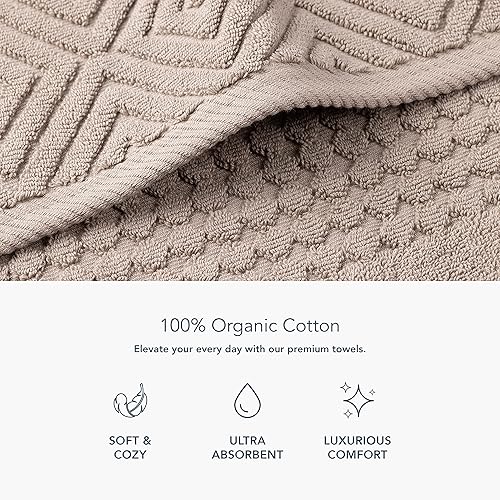 Vista 25 de Texere - Juego de toallas de baño de lujo 100% algodón orgánico jacquard de 21.66 oz/m², ultra suaves y absorbentes, calidad de hotel y spa Merlot