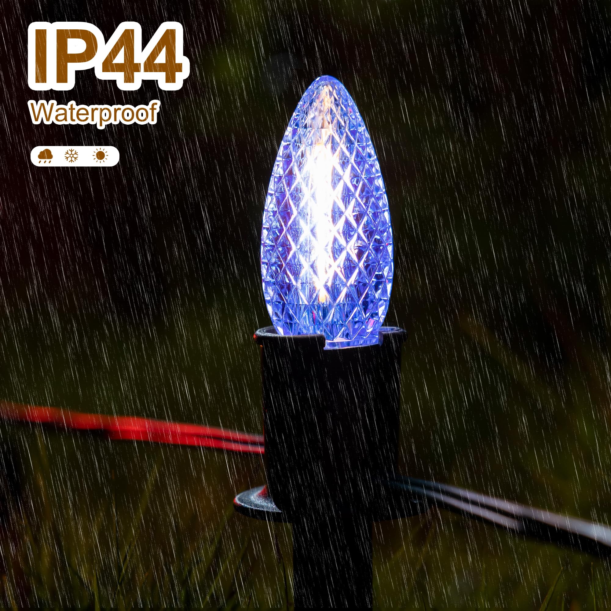 Luces de camino de Navidad C9 para exteriores, 29 pies, 25 luces LED con 25 estacas de marcador para pasarela, enchufe impermeable, luz de Navidad C9 al aire libre para entrada, patio 4