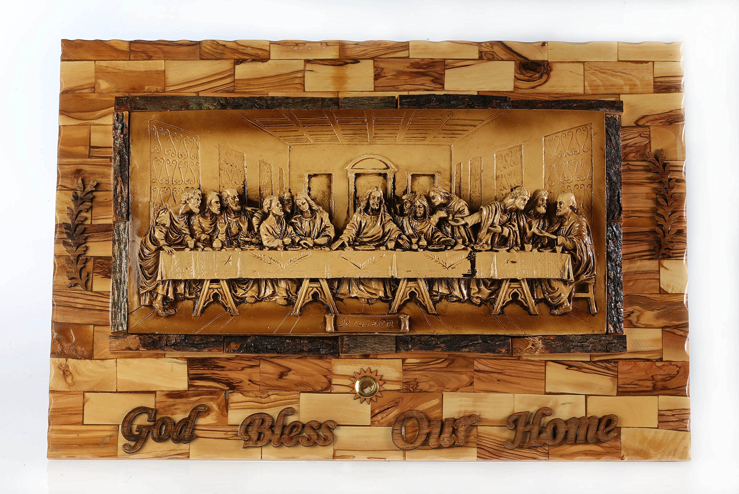 The Last Supper, Wall Decor, 3D, Olive Wood and Ceramic Hand Made in Bethlehem The Holy Land, 20.87 by 11.7