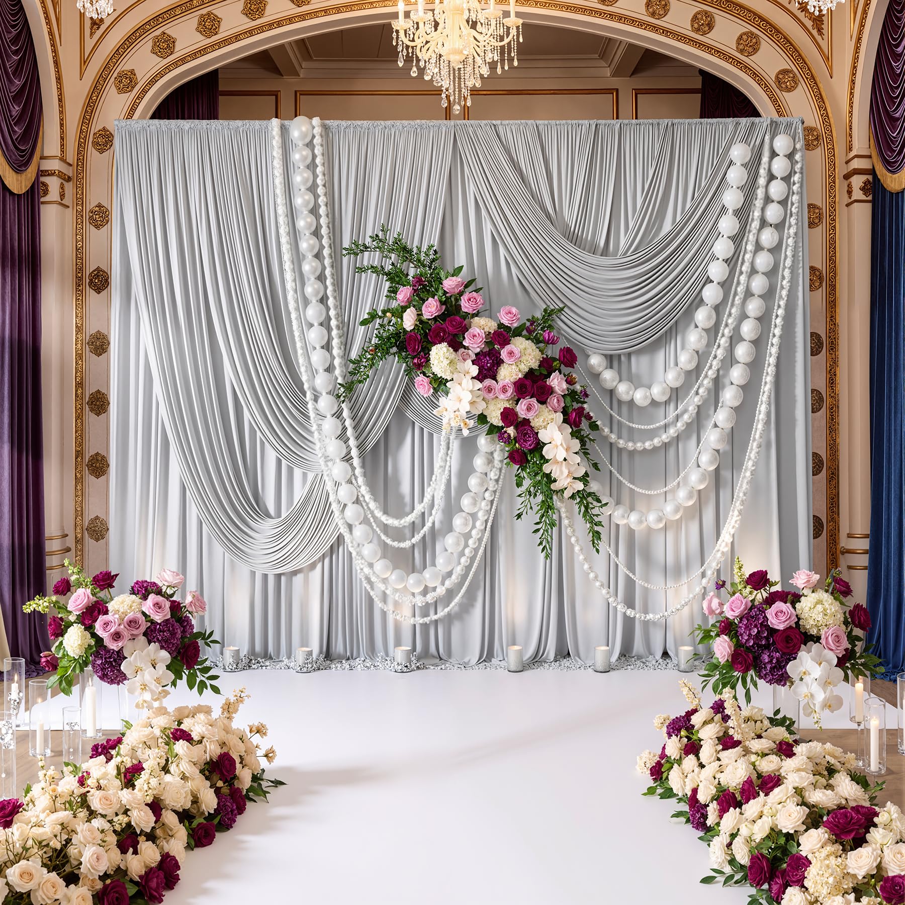Cortina de Fondo Plateada sin Arrugas para Fiestas, Cortinas de Fondo de poliéster para Bodas, Habitaciones, Temas, cumpleaños, Fiestas, Baby Shower, decoración de cumpleaños, 3 x 3 m