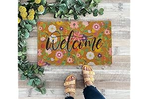 Spring Floral Doormat for Outdoor Entrance