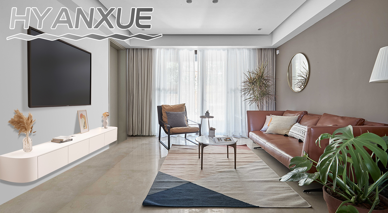 Mobile TV Galleggiante HYANXUE - 220cm, Legno, Con Ripiani E Fori Cavi - Foto 8