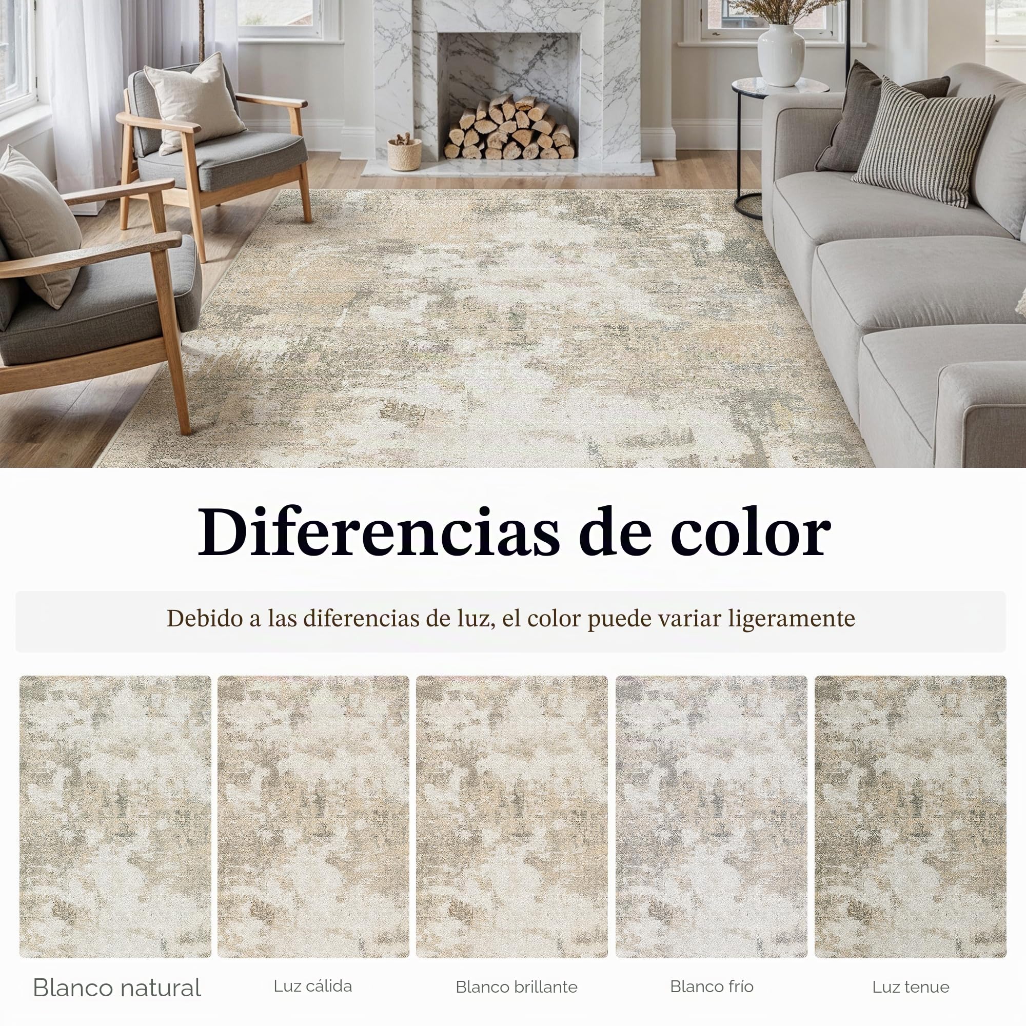 PureCozy Alfombra Salon 200x300cm Beige Alfombras Cocina Antideslizante Lavables Modernas Abstractas Tapete Infantil Habitacion Dormitorio Sala Pelo Corto Carpet
