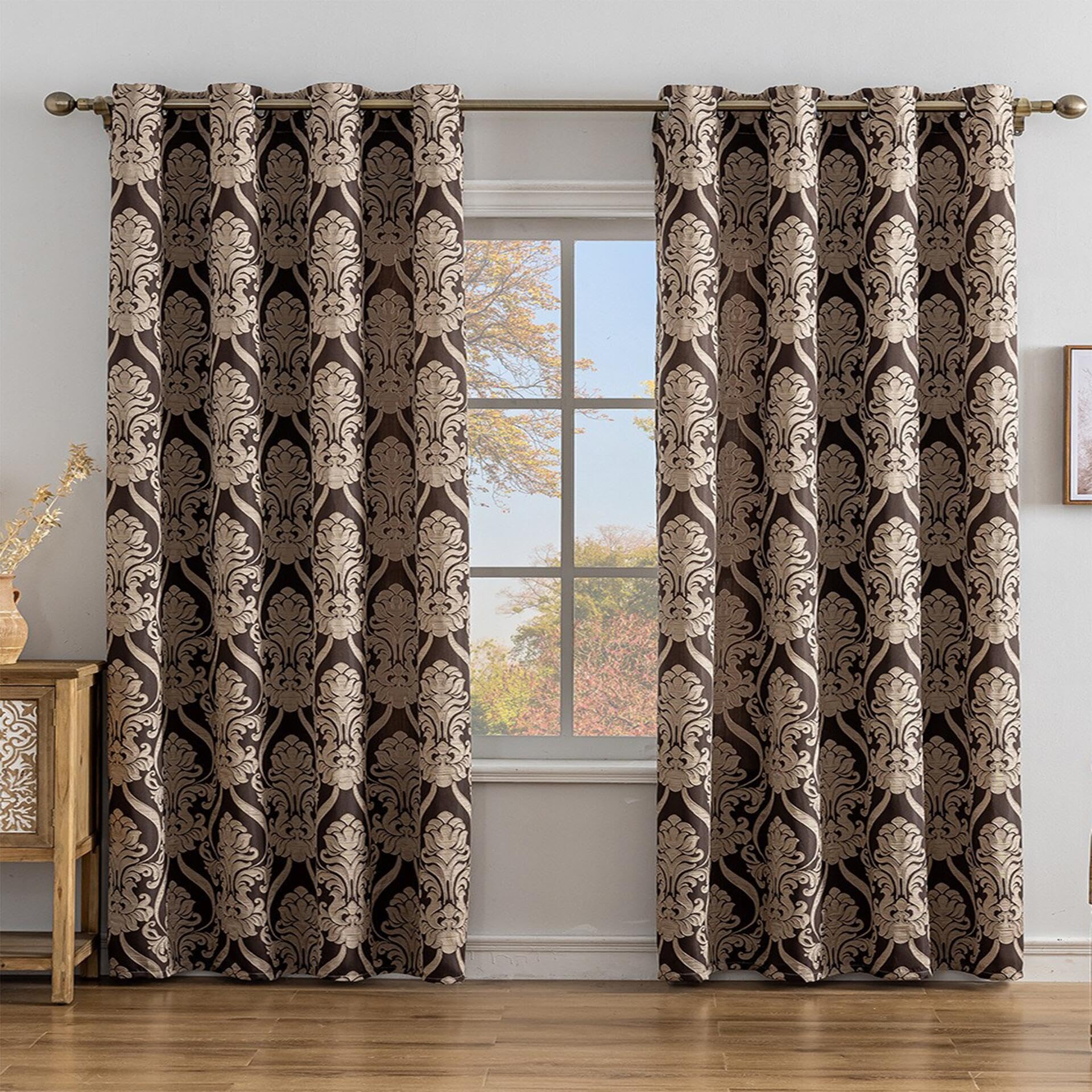 Rideaux de luxe semi-opaques lot de 2 en polyester pour salon élégant