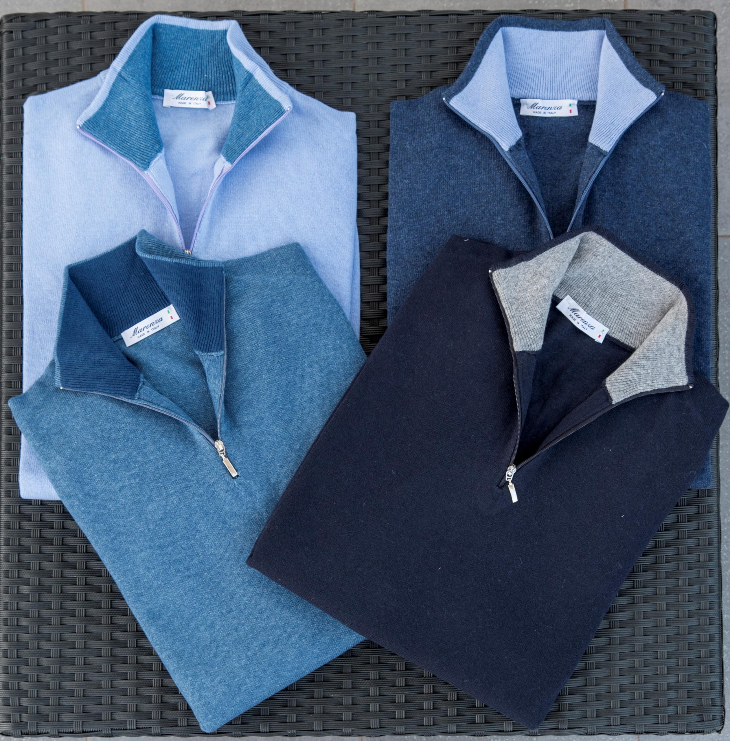 Marenza Lupetto Zip Uomo Misto Cashmere Seta Made in Italy