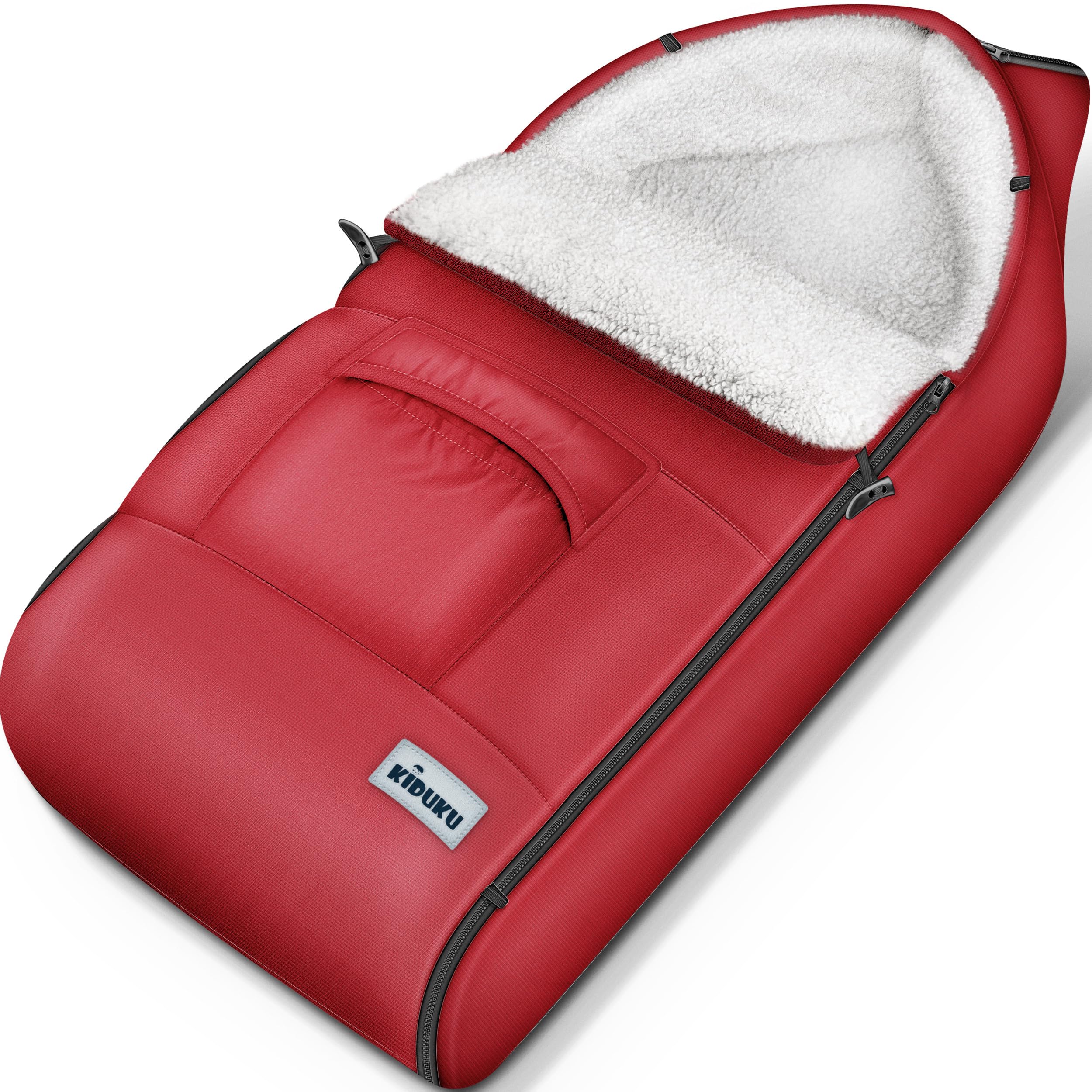 KIDUKU Winterfußsack für Kinderwagen Buggy - Babyfußsack waschbar | Fußsack Babyschale mit Reißverschluss & Tasche