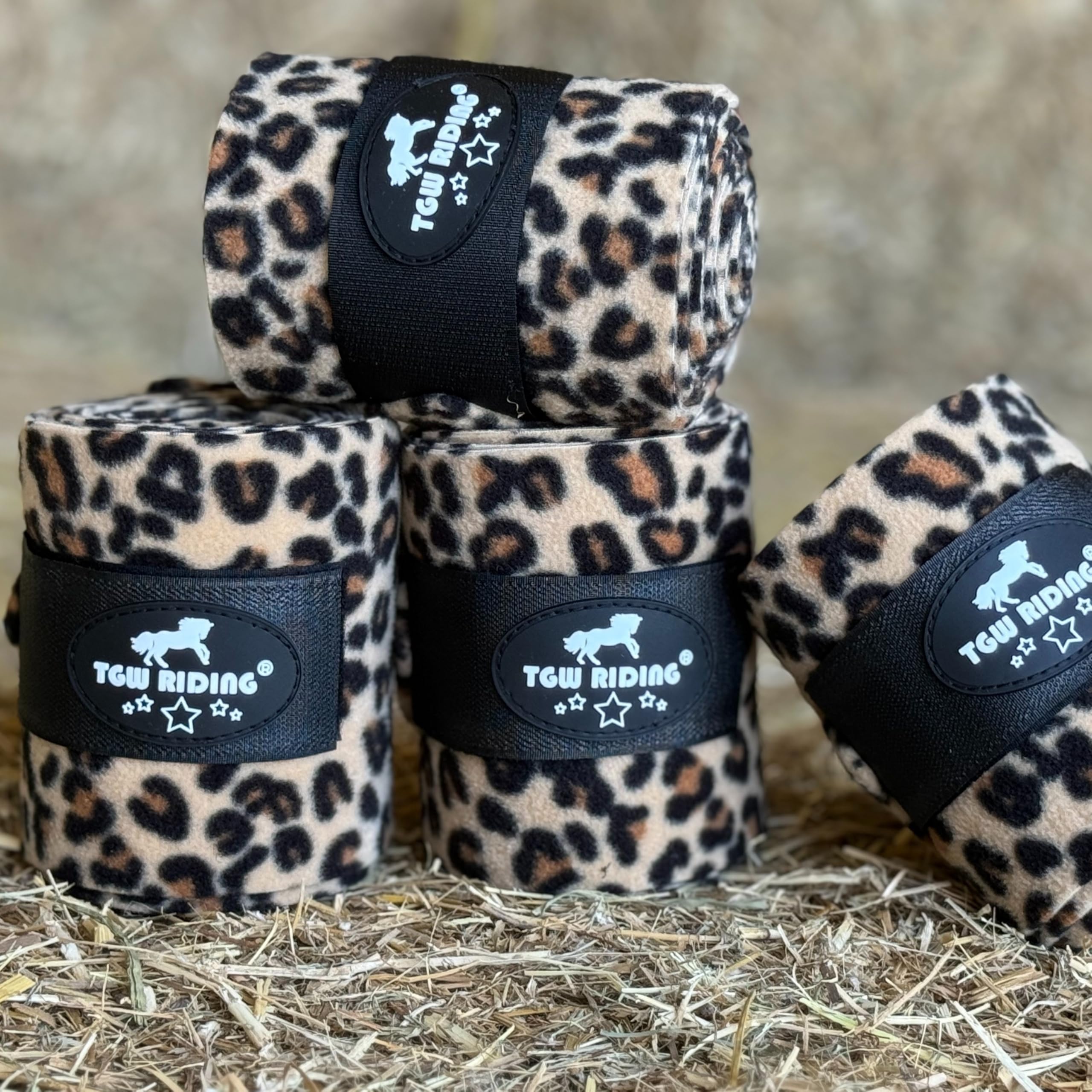 Horse Polo Leg Wraps, Equine Fleece Polo Wraps (Set of 4) - Horse Leg Bandages (Light Brown)