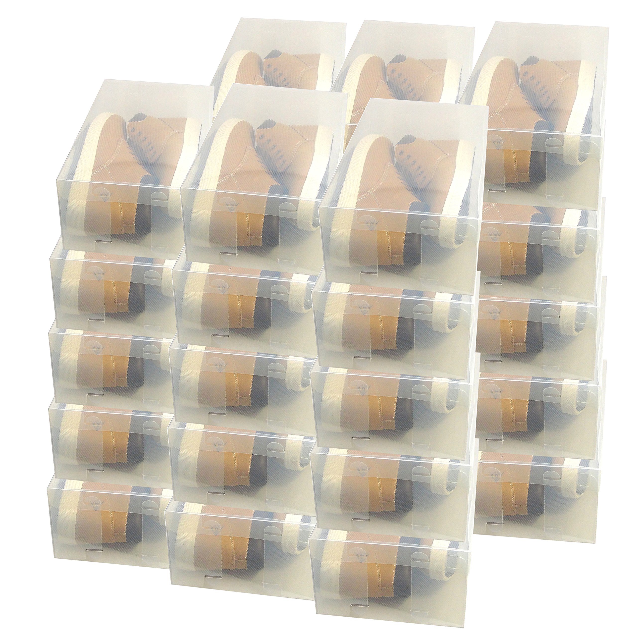 DynaSun 30x PP435 XXL Box Porta Scarpe Trasparente Uomo Donna in Contenitore Salvaspazio Portascarpe Storage Impilabile Pieghevole