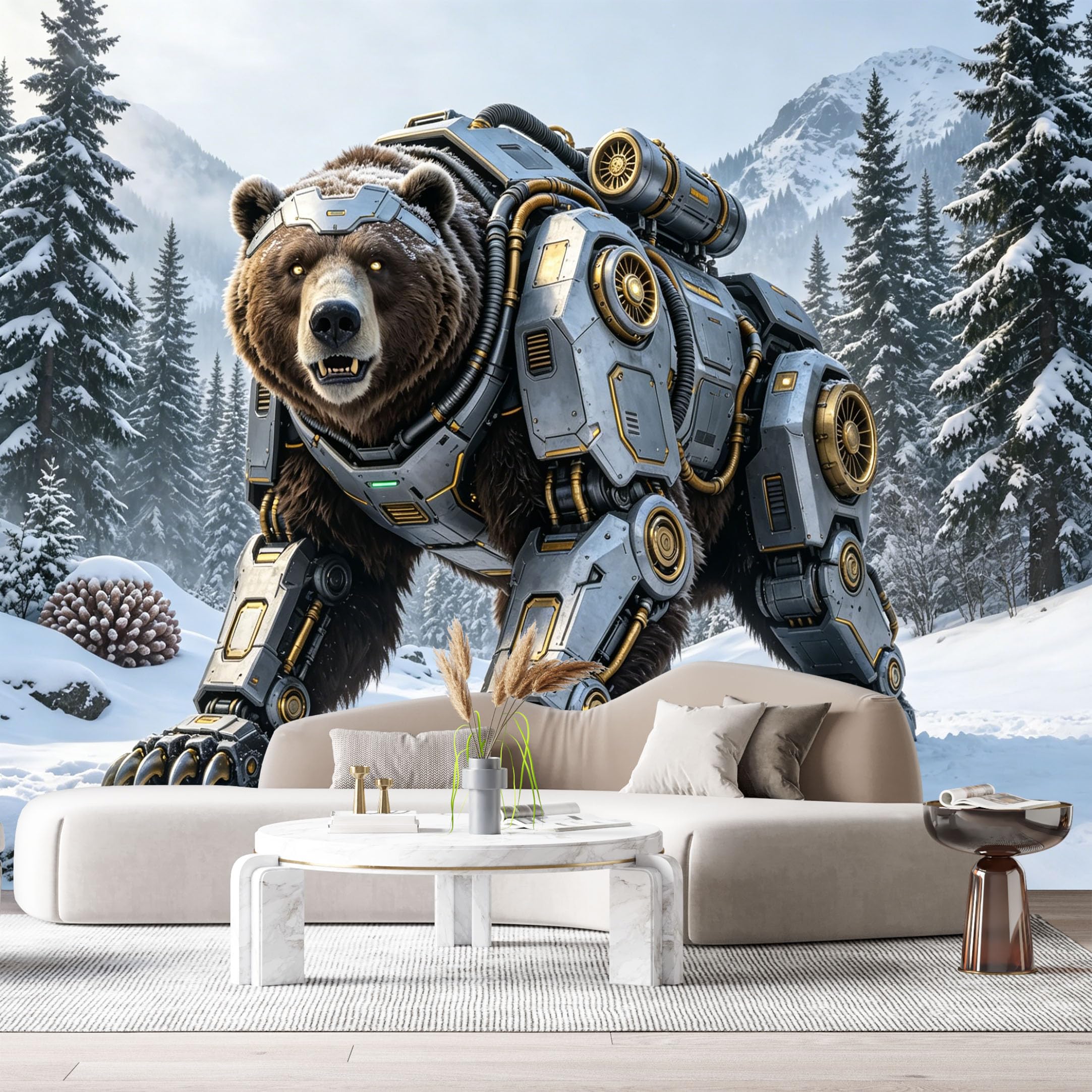 Custom Size Wall Mural Mech Armored Wild Beast Science Fiction Robot Metal Machinery Textured SelfAdhesive Art Prints Removable Large Wallpaper Esports Game Room Tenant Room Studio