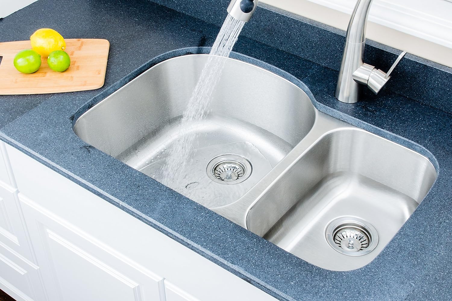 Wells CMU3221-97D-16 Craftsmen Series Stainless Steel Kitchen Sink, 32" 60/40 D-shape, Brushed Matte Finish