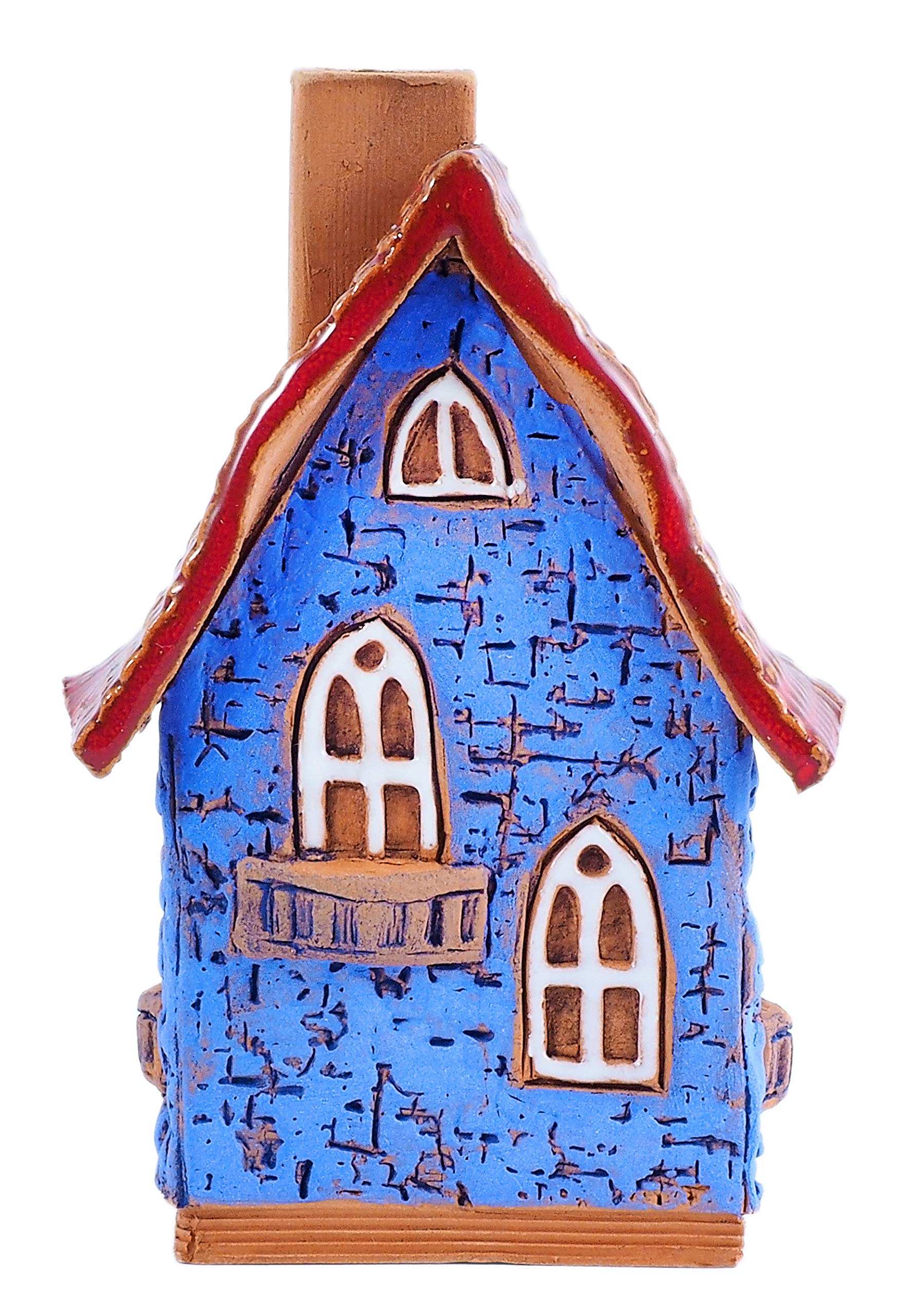 Keramik Lichthäuser, Räucherhaus, Keramikhaus Deko, Häuser Handarbeit, Künstlerisches Miniatur Blaues Haus R503