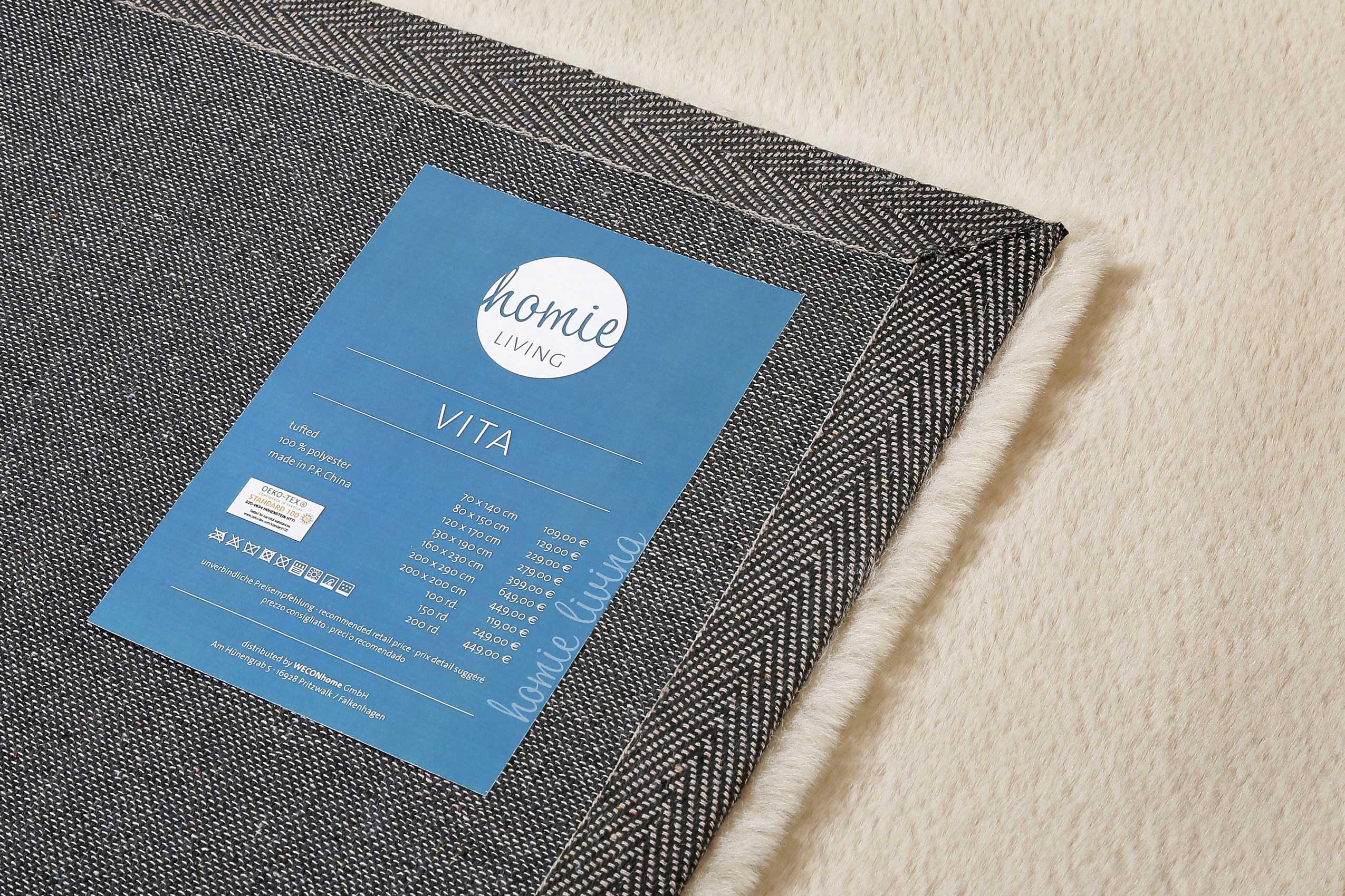 Homie Living Vita Hochflorteppich, 70 x 140 cm, Creme beige | kuscheliger & flauschiger Hochflor-Teppich für Wohnzimmer, Kinderzimmer, Schlafzimmer mit Kaninchenfell- Haptik