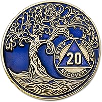 Vista 280 de Medallón AA de 5 años – Árbol de la Vida trenzado chapado en oro AA Chip de recuperación – morado