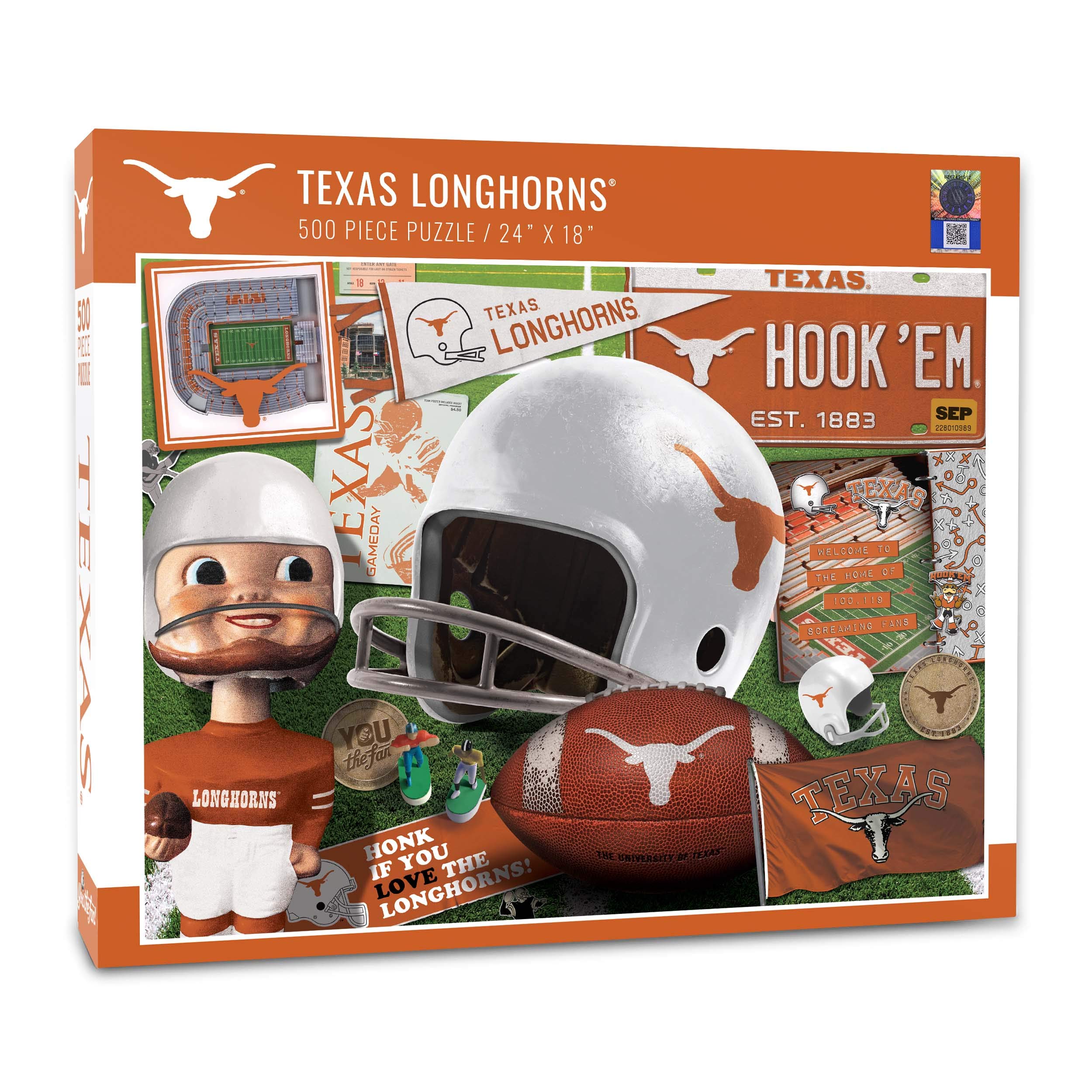 YouTheFan NCAA Texas Longhorns Retro Team Large Puzzle
