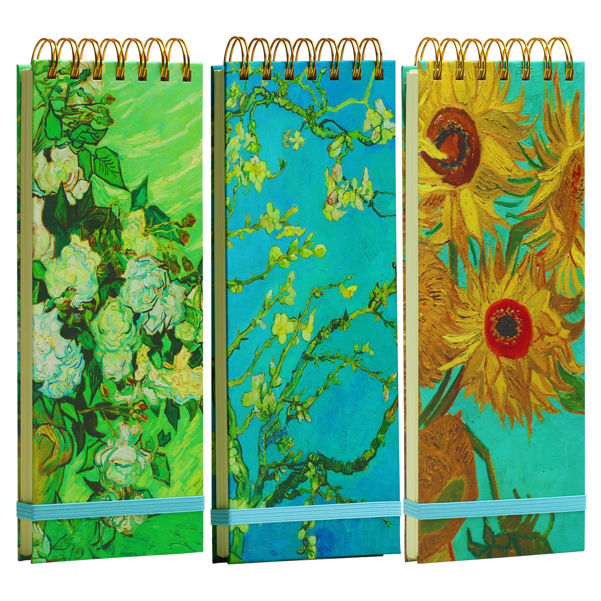Zestaw 3 szt. Top Spiral Notepad Reporters Notebook Thick Superhard Cover Top Bound Spiral Notebook Van Gogh Gifts Grocery List Notes Steno Notebooks 8,8 x 3,75 In 200 Pages 100GMS To Do List