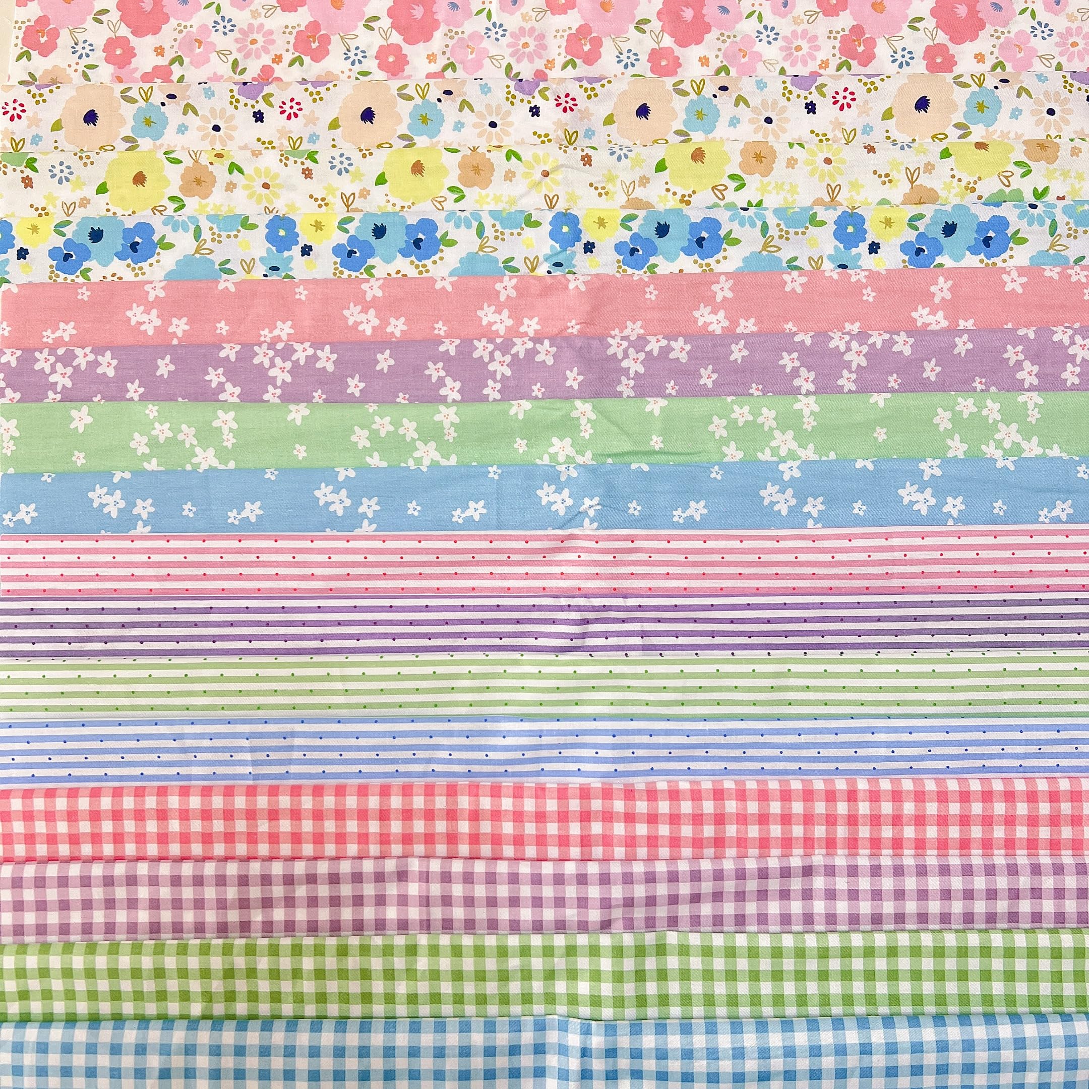 16Pcs 20" x 20" Cotton Fabric DIY Making Supplies Quilting Patchwork Fabric Fat Quarter Bundles DIY for Quilting Cotton Patchwork Cushions (16pcs Flowers, 20" x 20")