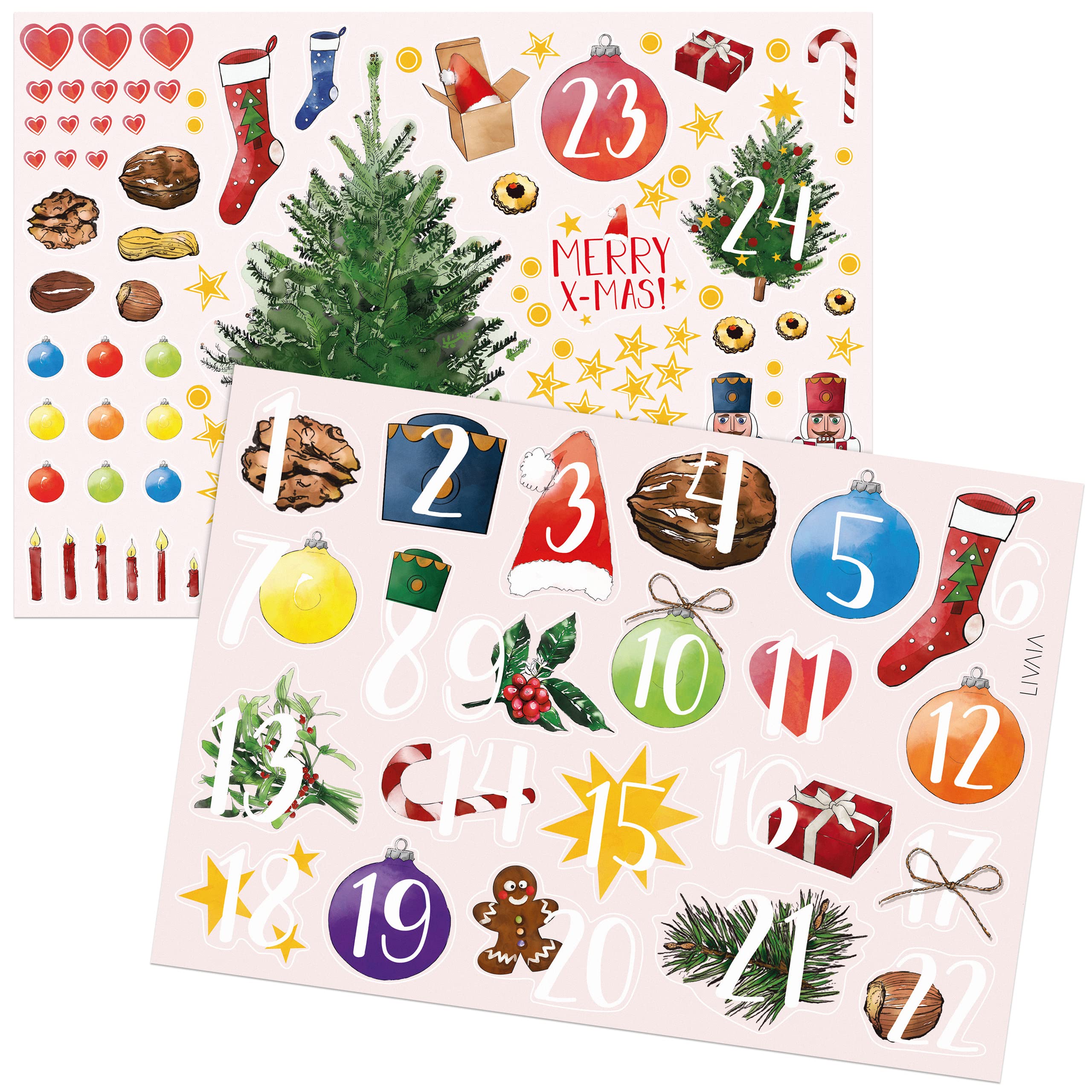 LIVAIA Calendario Avvento da Riempire: Calendario Avvento 2024-25 Scatole Piccole Regali Natale, Adesivi Personalizzati - Calendario Avvento Fai da Te, Kit, Scatole Regalo per Creazioni Uniche