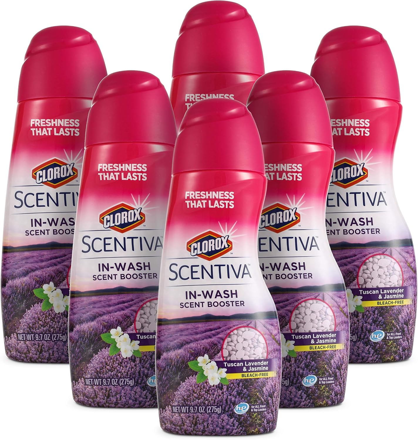 Clorox Scentiva Scent Booster Beads, Lavender & Jasmine, 9.7 Oz, 6-Pk