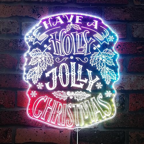 Miniatura 1 de ADVPRO Holly Jolly Christmas RGB Dynamic Glam LED Sign - Forma de corte a borde - Decoración de pared inteligente 3D - Iluminación dinámica