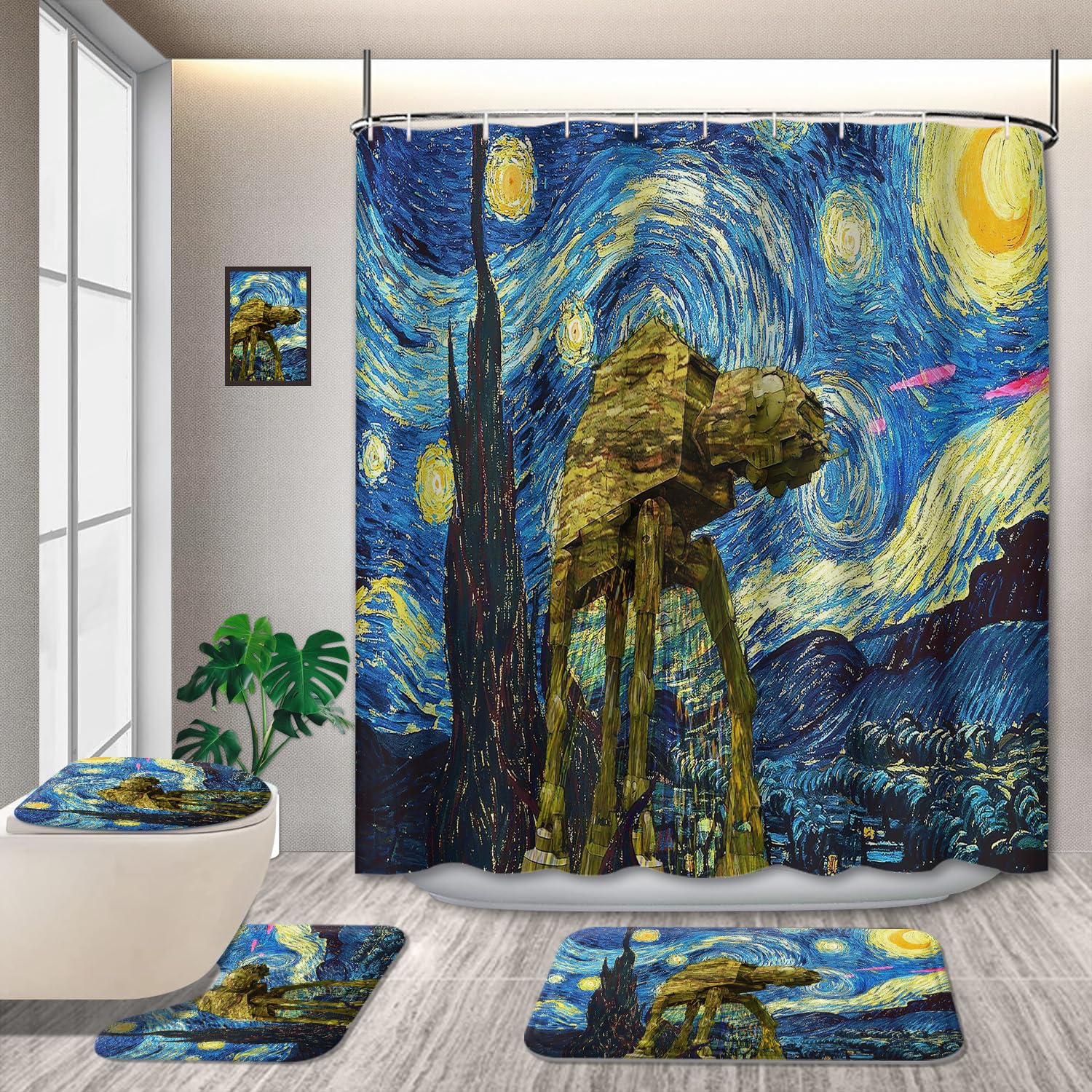 Pcs Custom Wars Design Starry Night Shower Curtain Sets