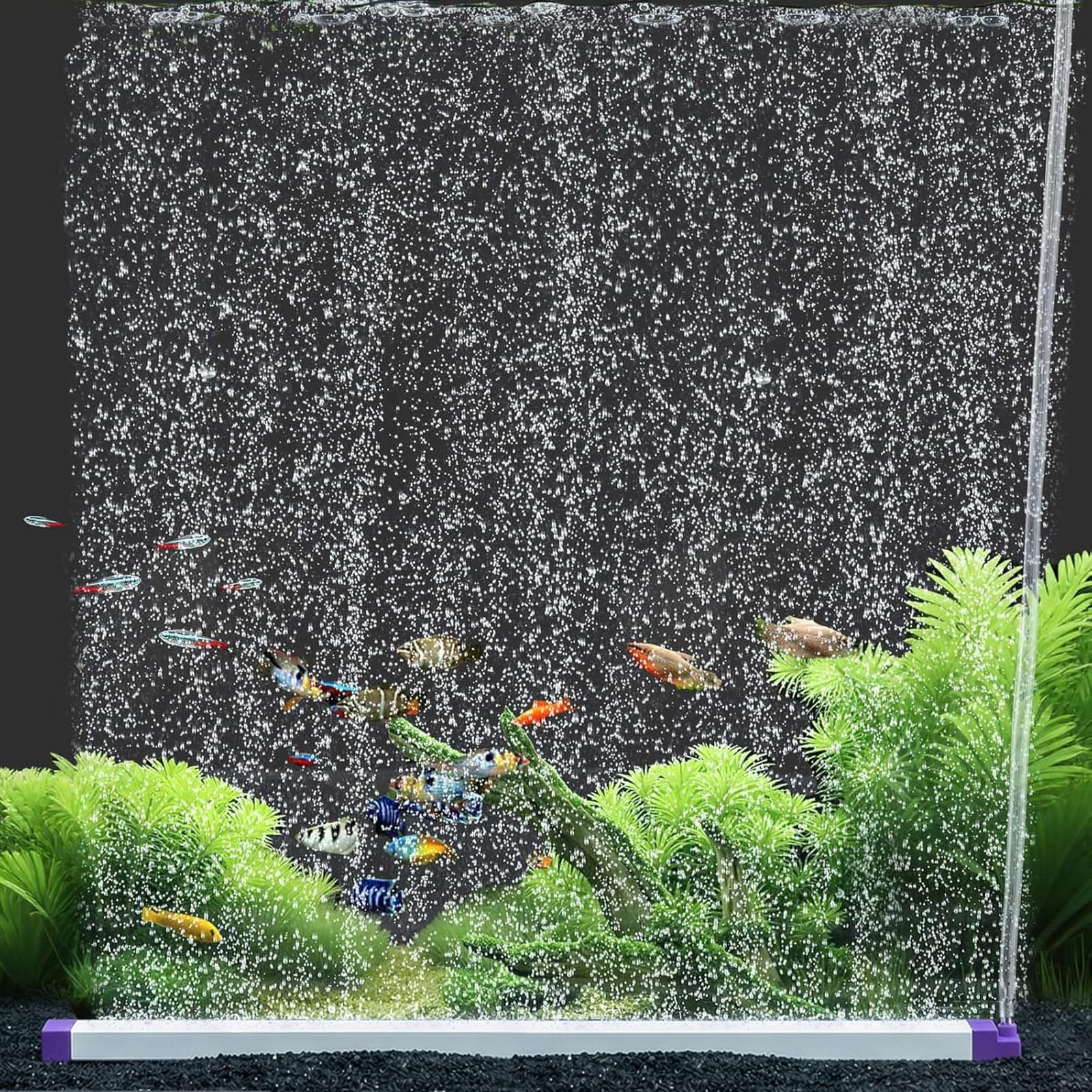 HSHTAM 55 cm Aquarium Bubbles Air Stone, High Dissolved Oxygen Diffuser Fish Tank Air Bubbler with 2m Tube Purple & White Micro Bubble Diffuser(Accessories Included)
