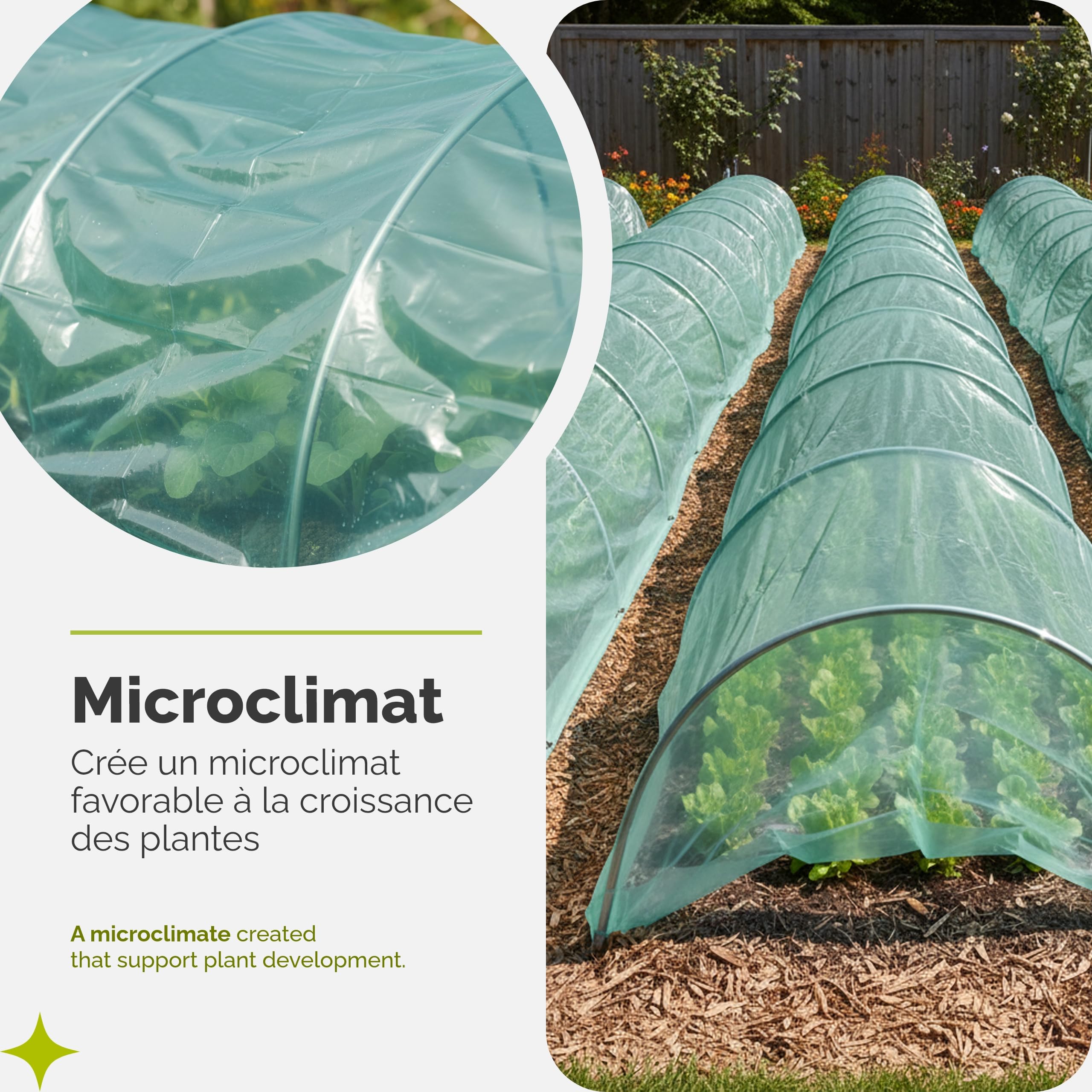 Garronda Bâche pour Serre de Jardin 6x4 m - Film Plastique pour Serre Tunnel LDPE Épais 135μm 3 Couches Anti-UV 4 Saisons Transparent Vert Résistant aux Intempéries et Protège les Cultures GD-0198