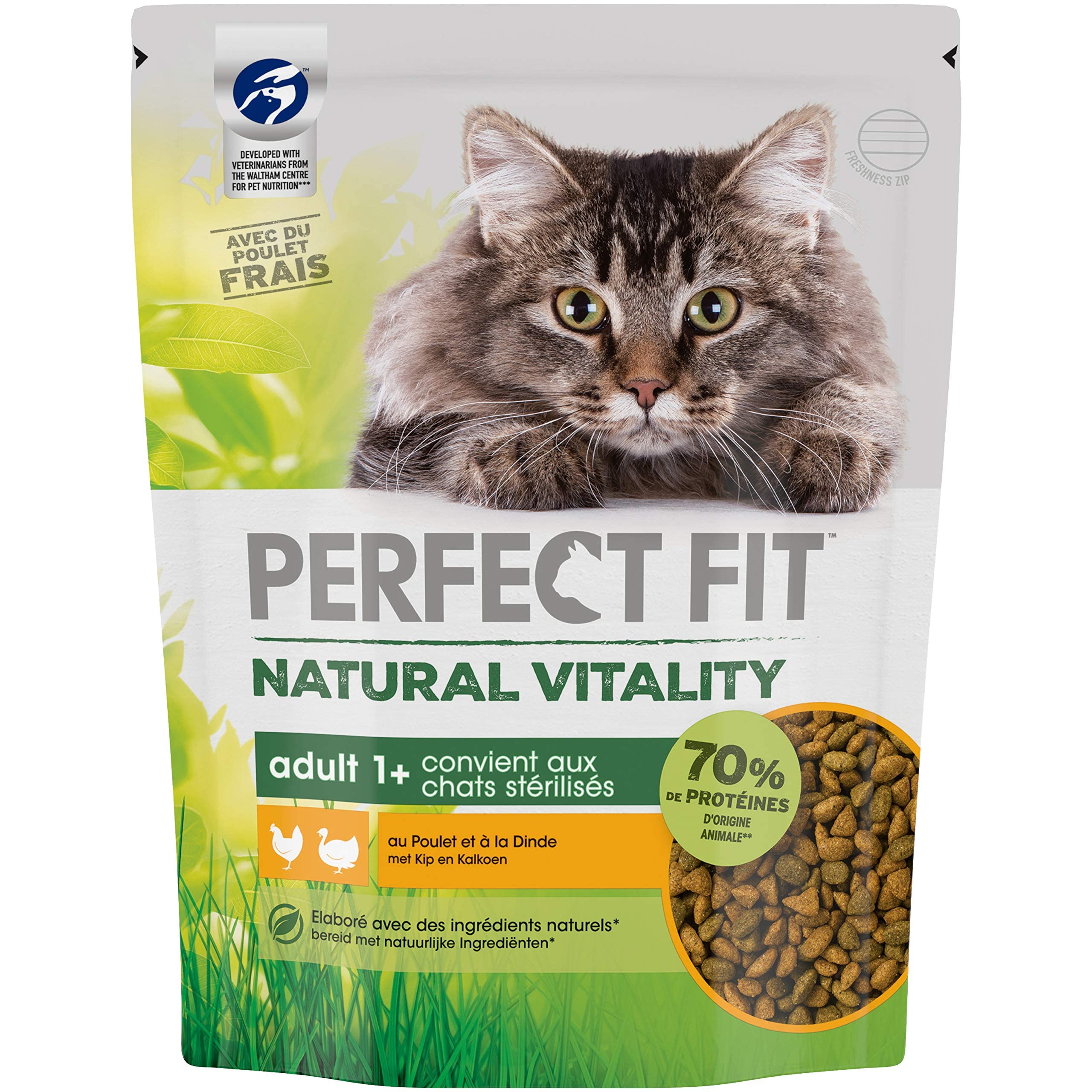 Natural Vitality Croquetas para Gatos Adultos - Apto para Gatos esterilizados - Comida Completa con Ingredientes Naturales - Pack de 6 x 1 kg