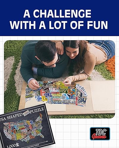 Miniatura 10 de Rompecabezas de 1000 piezas de placas de carro con la forma de los Estados Unidos, 79 cm de largo, arte de pared fresco