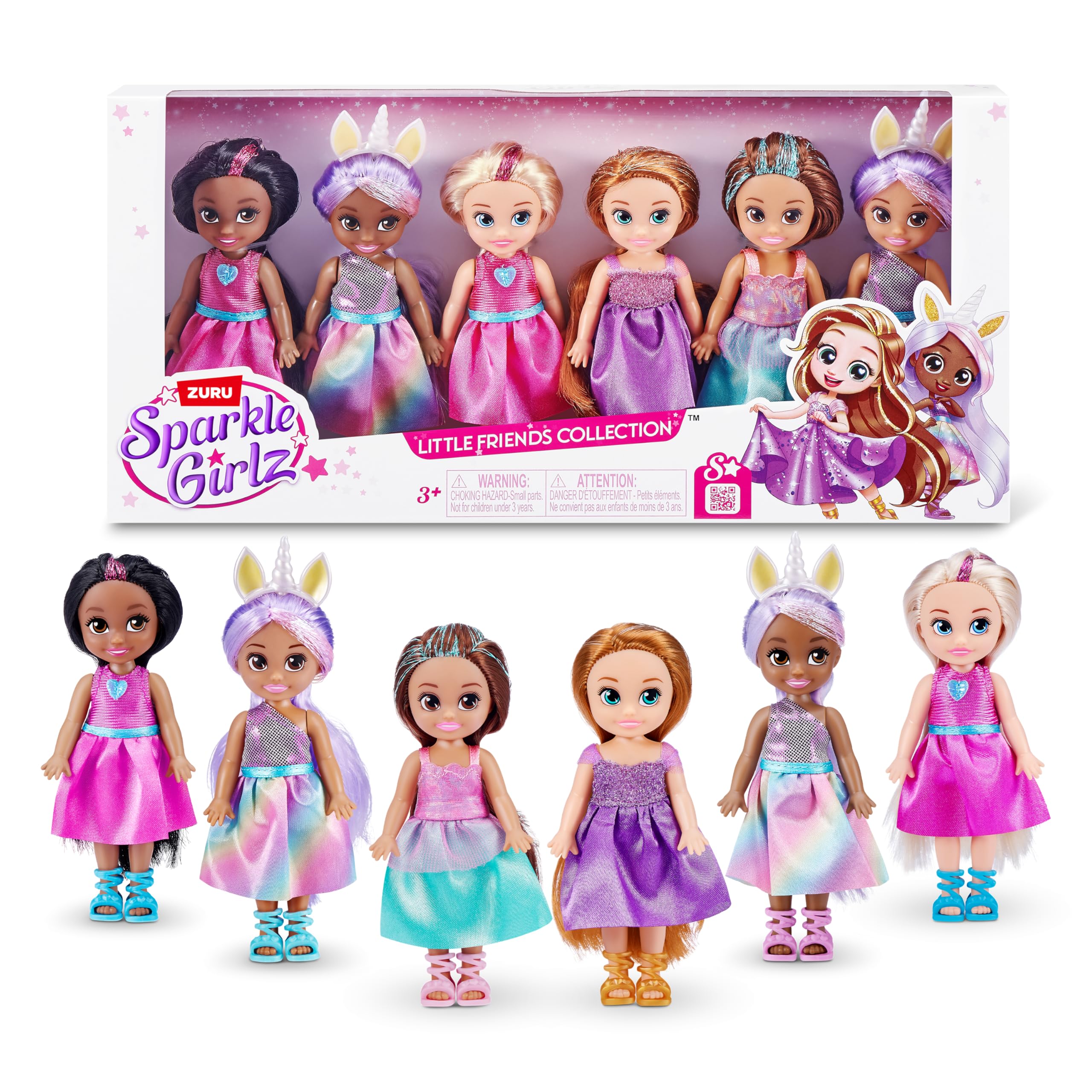 Sparkle Girlz Princess, Collectible Fashion Dolls, Princess Dress Up Dolls (6 Pack)