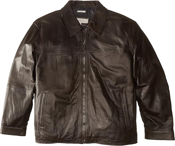 perry ellis open bottom leather jacket