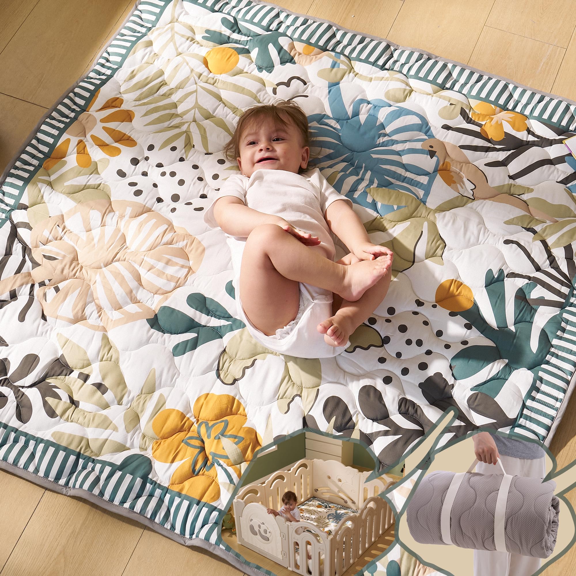 momcozy Baby Play Mat for Floor 127 x 127cm Thickened Playpen Mat, Playmate for Baby Tummy Time Waterproof & Non-Slip