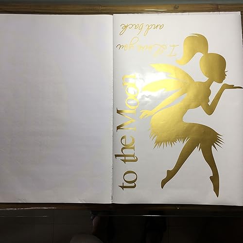 Miniatura 7 de Calcomanía de pared de hadas, "I Love You to The Moon and Back", calcomanía de pared de hadas para niñas, calcomanías de pared de dormitorio de Rosa