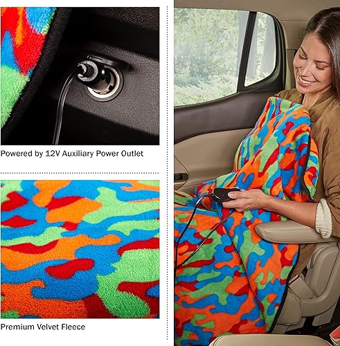 Miniatura 4 de Stalwart - Manta térmica de forro de vellón ultrasuave alimentada por toma de corriente auxiliar de 12 V para viajes o campamentos, accesorios de