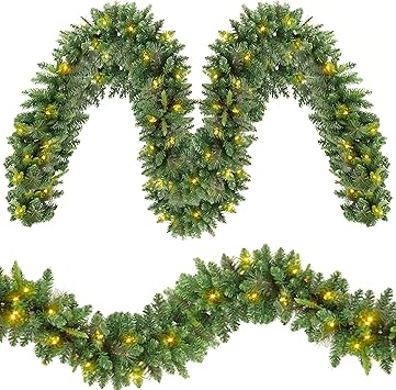 1.8 Meter Weihnachtsgirlande Mit Beleuchtung - 2m LED-Lichterkette Mit Roten Beeren & Schnee