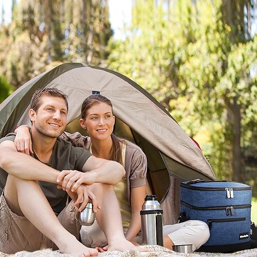 Miniatura 7 de Tirrinia Bolsa de almuerzo grande aislada para hombres y mujeres, bolsa de comestibles reutilizable de doble capa para adultos, a prueba de fugas,