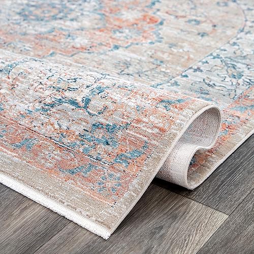 Miniatura 5 de nuLOOM Maxine - Alfombra de área con medallón floral, 4 x 6 pies, color óxido