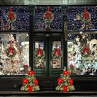 Vista 7 de ATDAWN Paquete de 3 mini coronas de Navidad, corona de Navidad iluminada para puerta delantera, corona de Navidad para decoraciones de fiesta