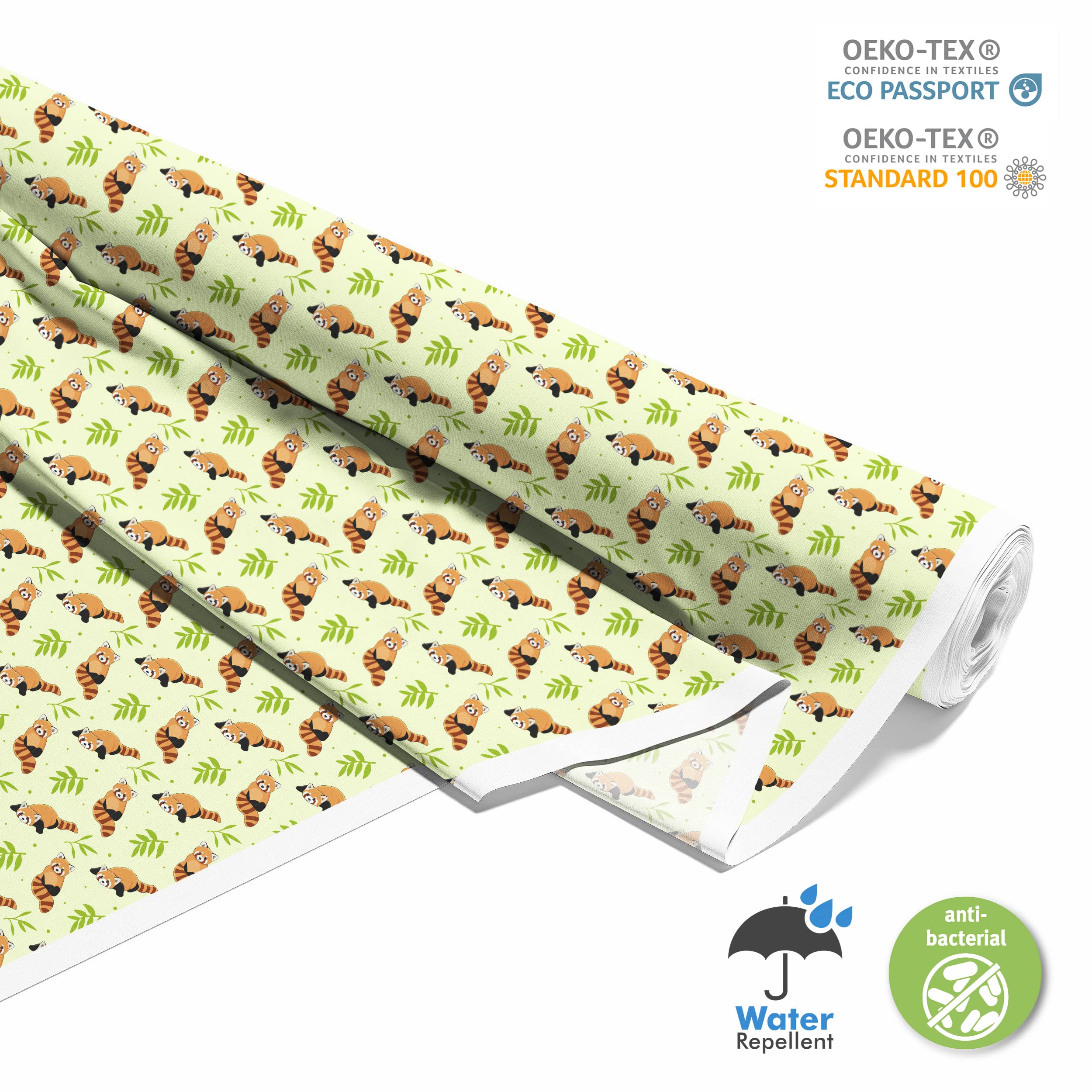 HEKO PANELS Stoff Oxford Wasserdichte Meterware Canvas-Stoff Polyester Stoff Zum Nähen Nähstoffe Möbelstoffe Dekostoffe Wasserabweisend Blickdicht Kleine Panda Katzenbär 5 Meter 155 x 500 cm