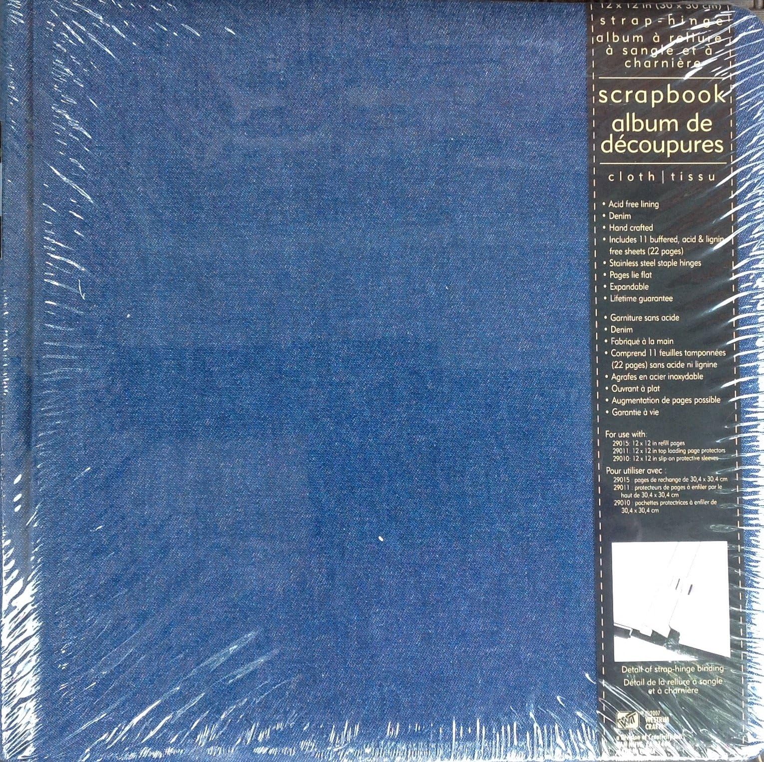 Blue Denim 12"x12" Strap-Hinge Scrapbook Album