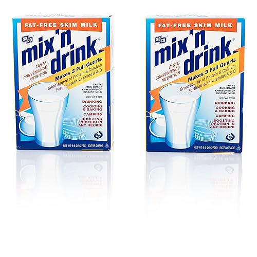Leche Saco Mix'n Drink, desnatada, instantánea, sin grasa, sin OMG, sin gluten, sin nueces, alto calcio y proteína