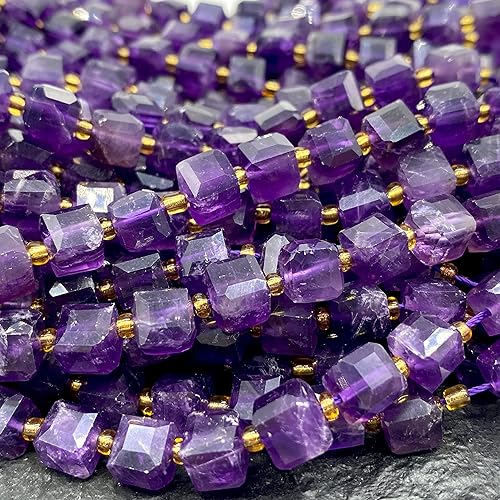 Miniatura 3 de ABCGEMS - Cuentas de amatista oscura africana (una técnica de corte revolucionaria aporta un aspecto más dinámico a un cubo tradicional) piedra