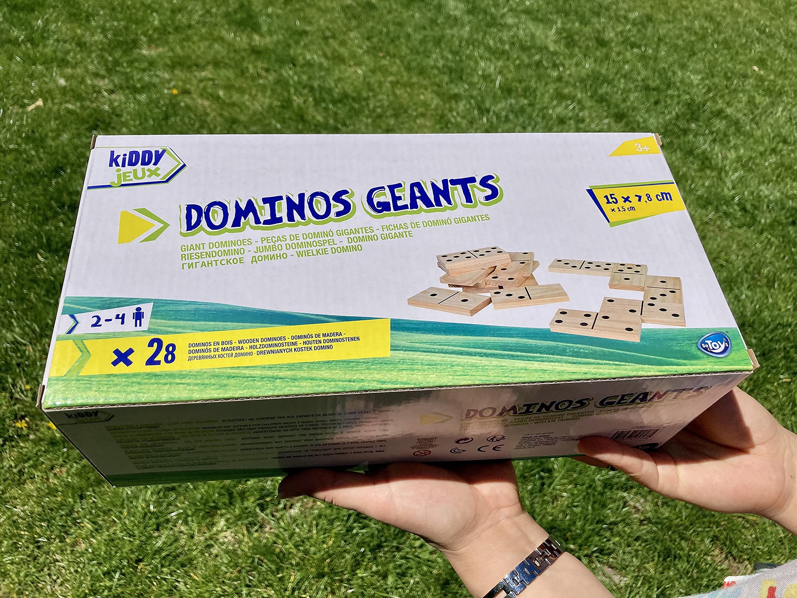 Betoy Domino XXL Wooden 28 Dominoes Domino Game Children's Game Indoor & Outdoor Party Game - Image 4