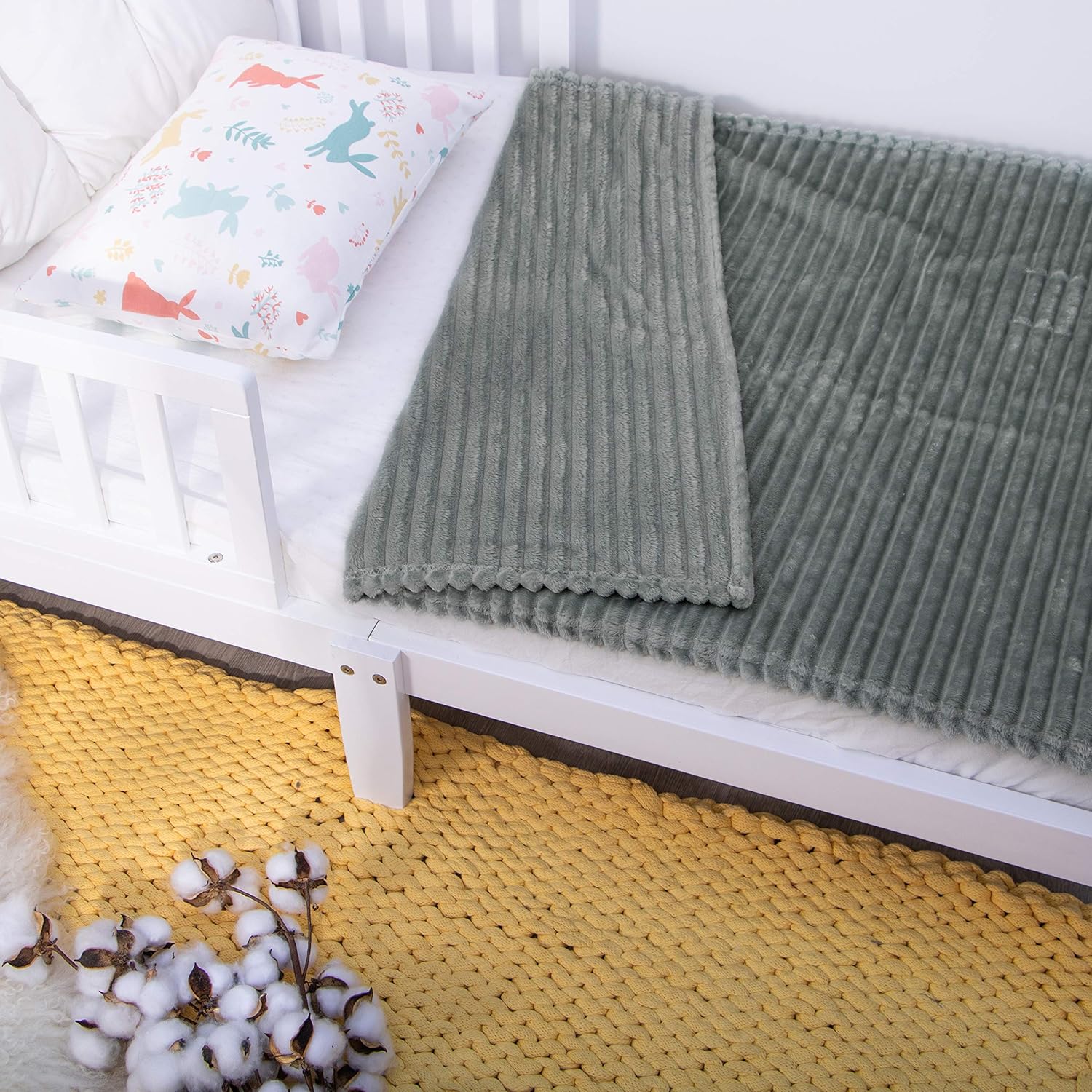 NTBAY Flannel Fuzzy Toddler Blanket, Fluffy Warm and Lightweight Reversible Stripes Design Baby Plush Blanket, 30x40 Inches, Grey - Image 4